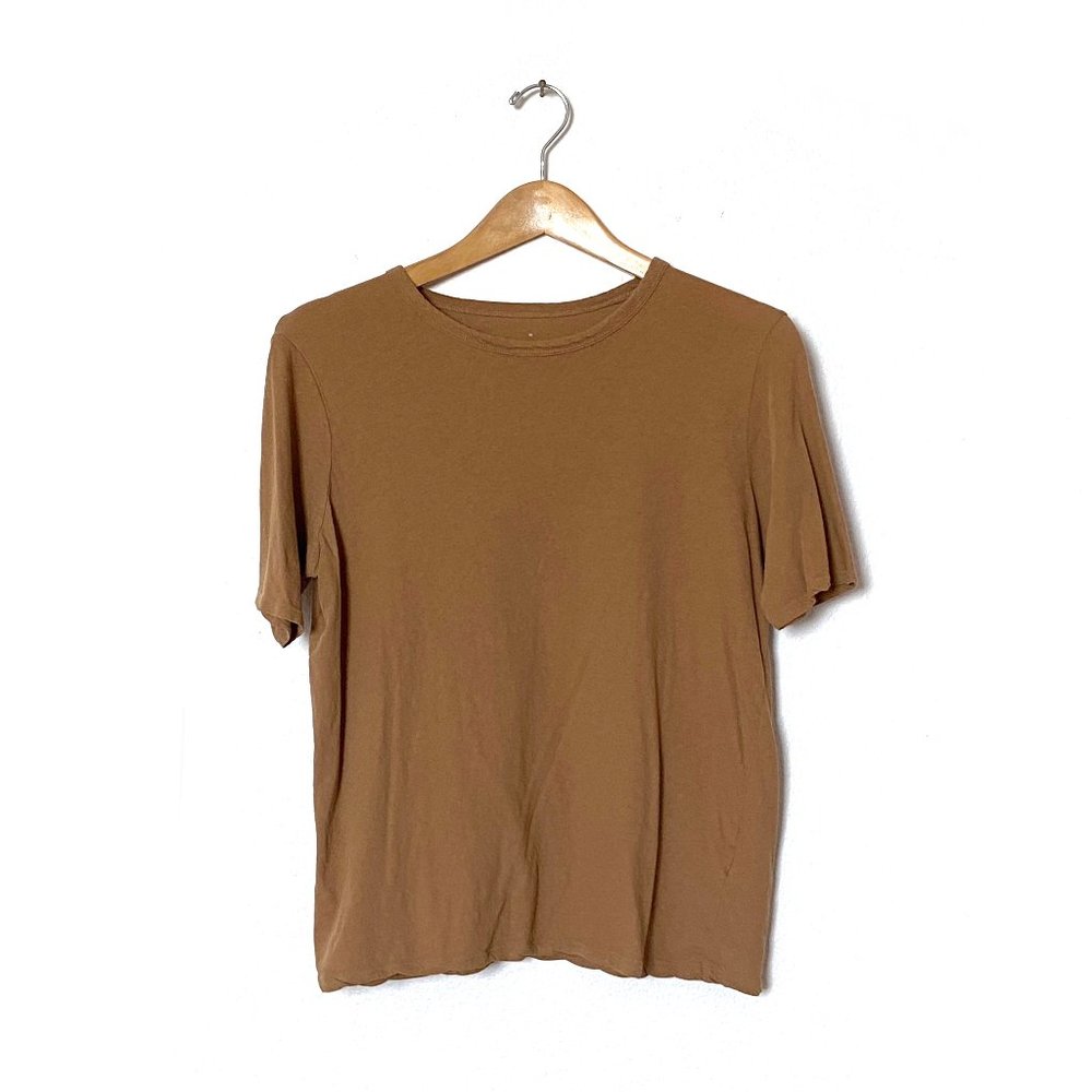 Everlane Oversized Crew Neck Air Tee in Tan Brown